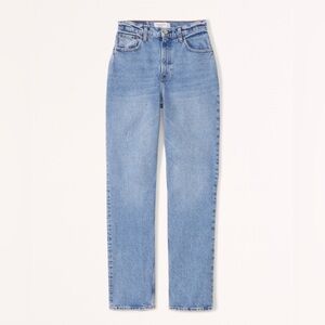 Abercrombie & Fitch High-Rise Straight Leg Jeans in Light Blue